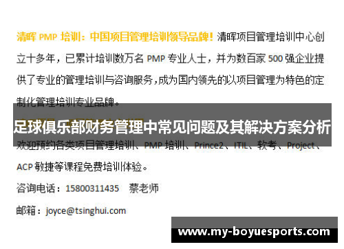 足球俱乐部财务管理中常见问题及其解决方案分析 足球俱乐部财务管理中常见问题及其解决方案分析