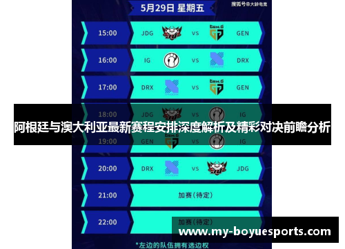 阿根廷与澳大利亚最新赛程安排深度解析及精彩对决前瞻分析